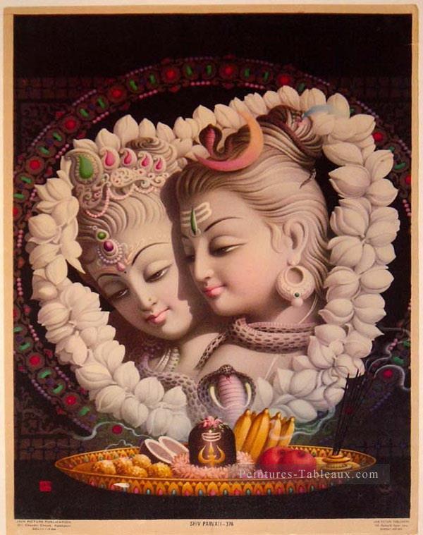 Shiva et Parvati Inde Peintures à l'huile